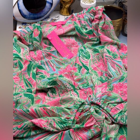 🆕 LILLY PULITZER 🧿 NWT Taviana Stretch Dress, Coming in Hot Blue Horizon, Sz 2 - Picture 13 of 16